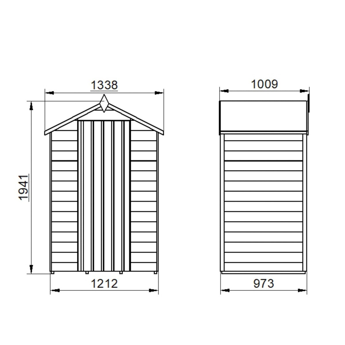 4LIFE Pressure Treated Apex Garden Shed 4x3ft - No Window Overlap