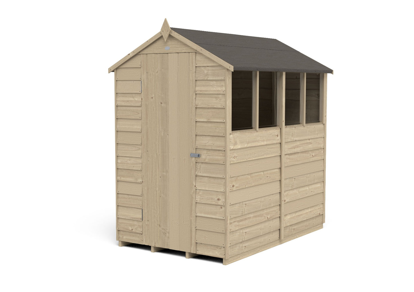 4LIFE Pressure Treated Apex Garden Shed 6x4ft - 4 Windows