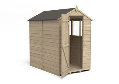 4LIFE Pressure Treated Apex Garden Shed 6x4ft - 4 Windows