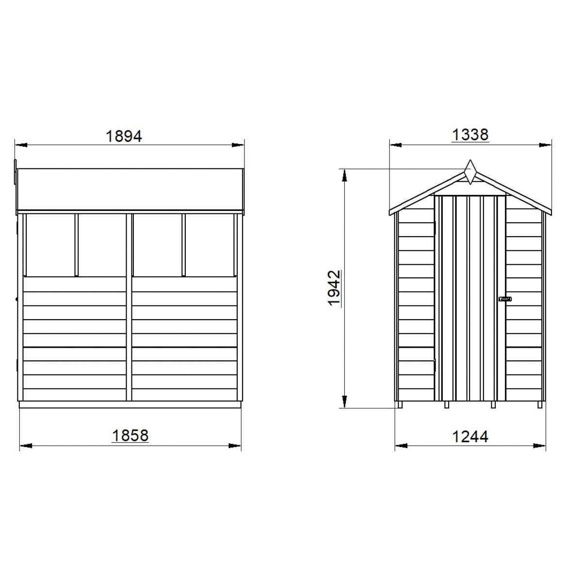 4LIFE Pressure Treated Apex Garden Shed 6x4ft - 4 Windows