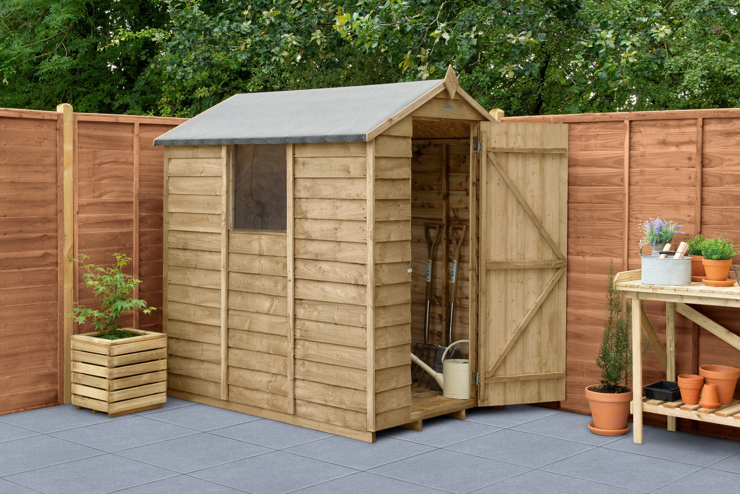 4LIFE Pressure Treated Apex Garden Shed - Overlap Timber 6x4ft