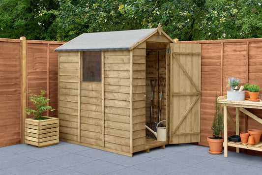 4LIFE Pressure Treated Apex Garden Shed - Overlap Timber 6x4ft