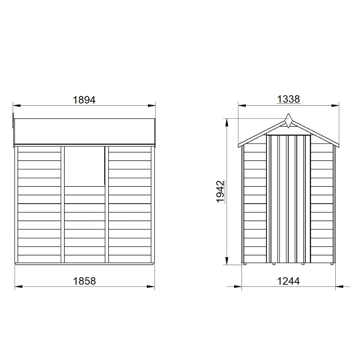 4LIFE Pressure Treated Apex Garden Shed - Overlap Timber 6x4ft