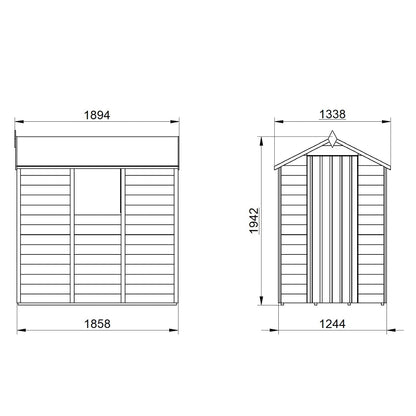 4LIFE Pressure Treated Apex Garden Shed - Overlap Timber 6x4ft