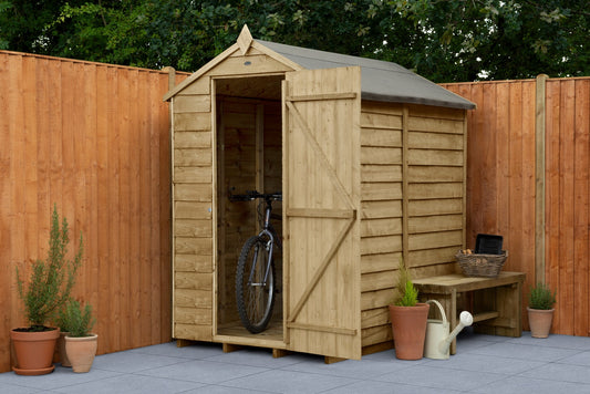 4LIFE 6x4ft Pressure Treated Apex Garden Shed - Overlap Timber
