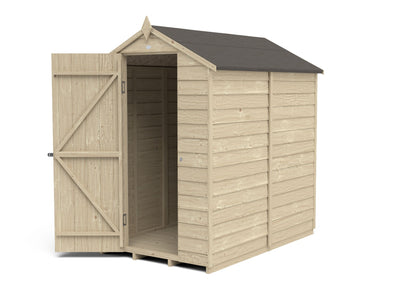 4LIFE 6x4ft Pressure Treated Apex Garden Shed - Overlap Timber