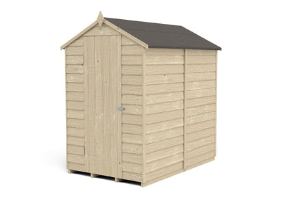 4LIFE 6x4ft Pressure Treated Apex Garden Shed - Overlap Timber