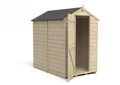 4LIFE 6x4ft Pressure Treated Apex Garden Shed - Overlap Timber
