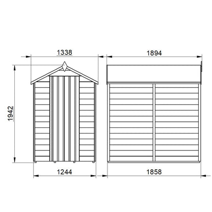 4LIFE 6x4ft Pressure Treated Apex Garden Shed - Overlap Timber