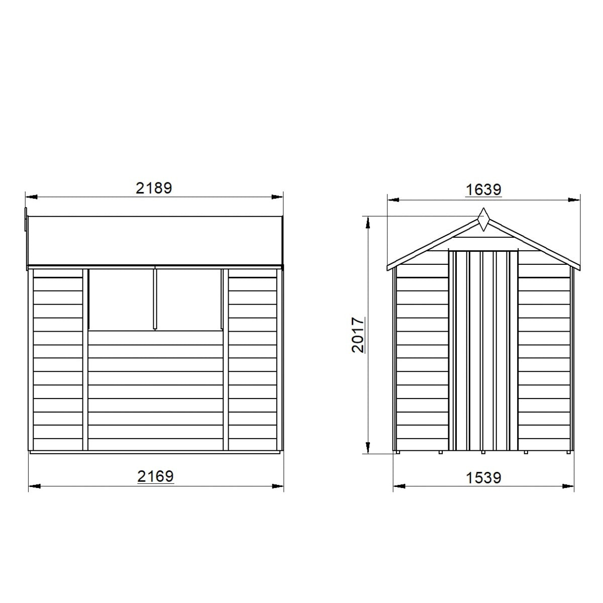 4LIFE Pressure Treated Apex Garden Shed 7x5ft - Overlap Timber