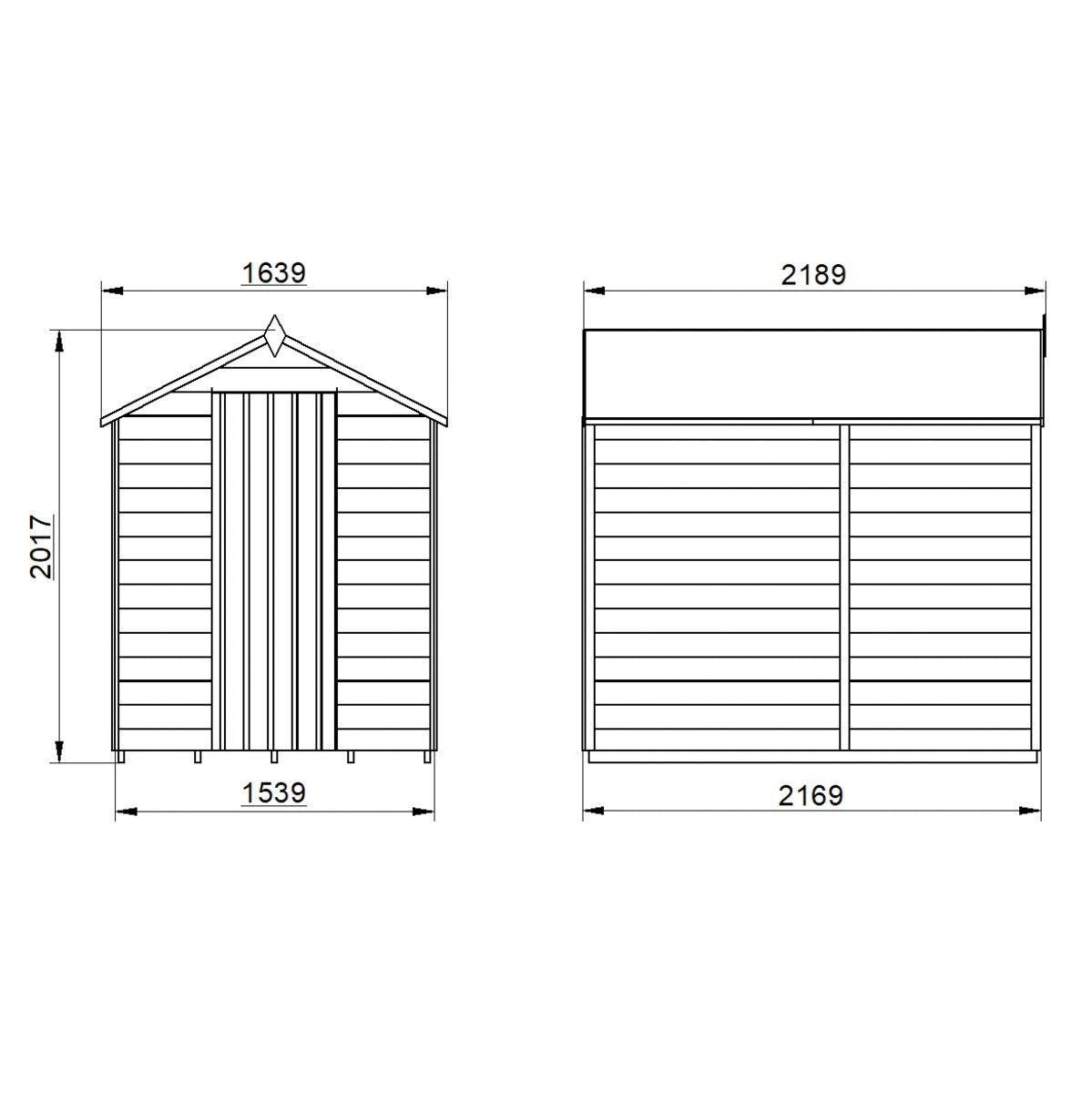4LIFE Pressure Treated Overlap Apex Shed 7x5ft No Window Heavy Duty