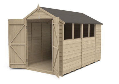 4LIFE Pressure Treated Overlap Garden Shed Double Door 10x6ft