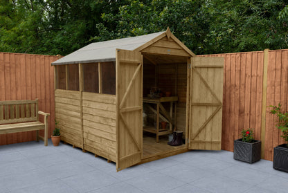 4LIFE 8x6ft Pressure Treated Apex Shed - Double Door 4 Windows