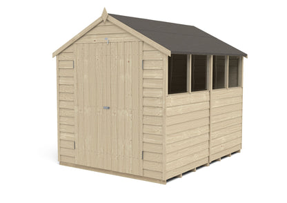 4LIFE 8x6ft Pressure Treated Apex Shed - Double Door 4 Windows