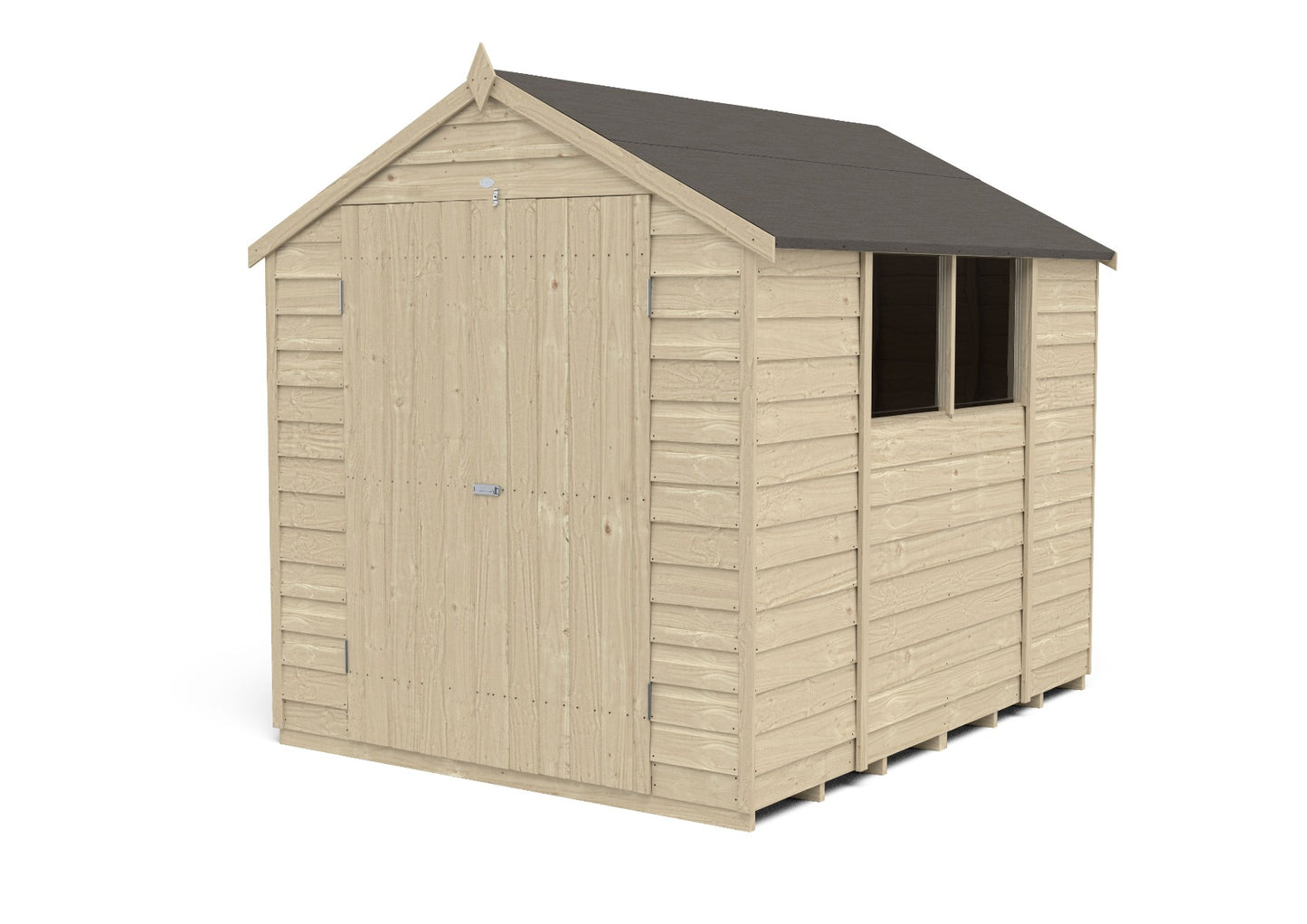 4LIFE 8x6ft Pressure Treated Apex Garden Shed Double Door Windows
