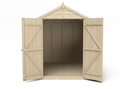 4LIFE 8x6ft Pressure Treated Apex Garden Shed Double Door Windows