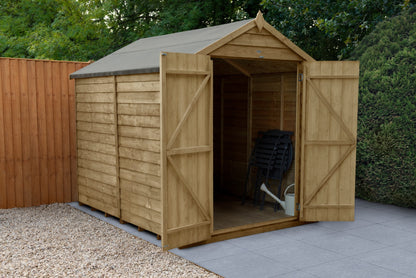 4LIFE Pressure Treated Apex Garden Shed 8x6ft Double Door Overlap