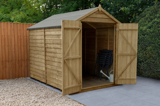 4LIFE Pressure Treated Apex Garden Shed 8x6ft Double Door Overlap