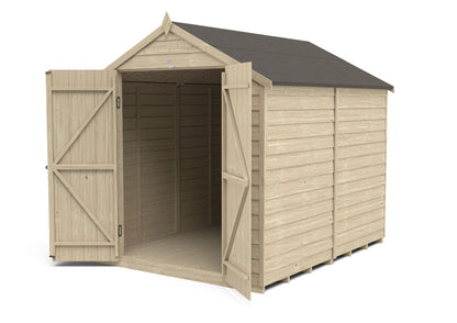 4LIFE Pressure Treated Apex Garden Shed 8x6ft Double Door Overlap