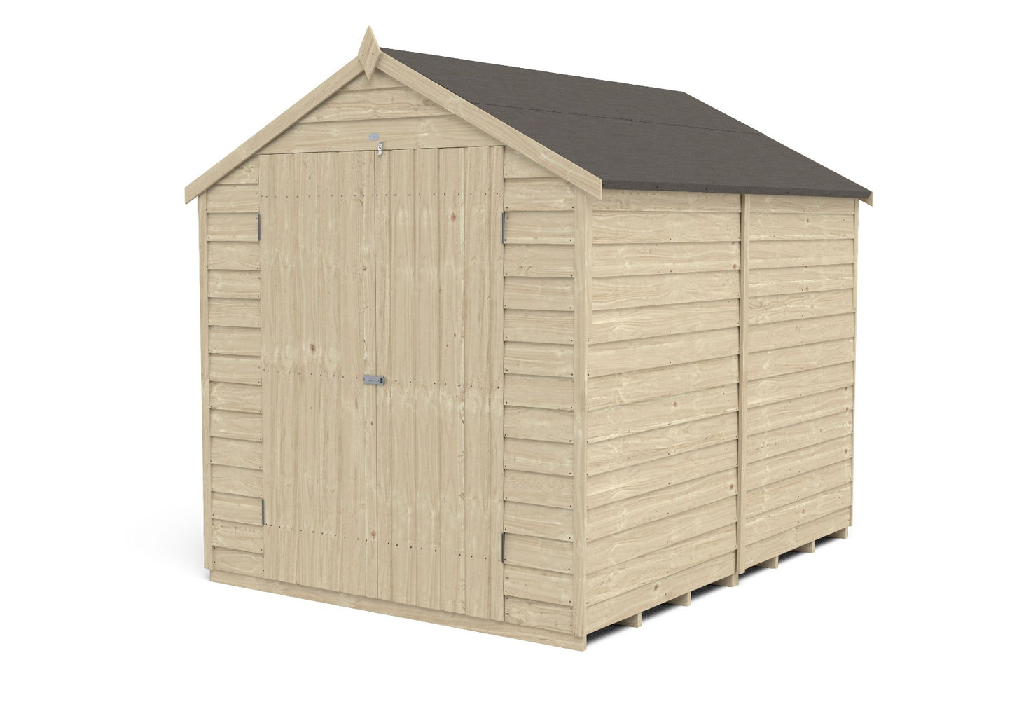 4LIFE Pressure Treated Apex Garden Shed 8x6ft Double Door Overlap