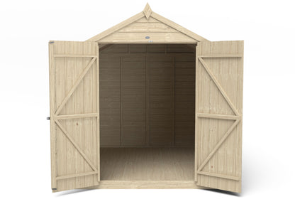 4LIFE Pressure Treated Apex Garden Shed 8x6ft Double Door Overlap