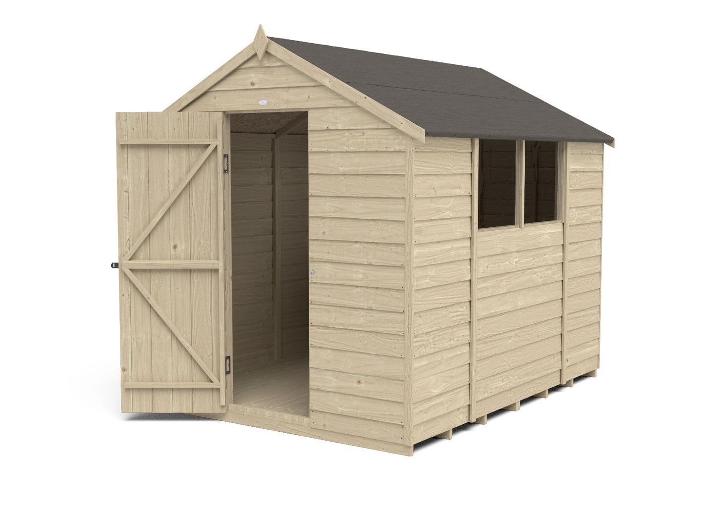 4LIFE Pressure Treated Overlap Apex Garden Shed 8x6ft - 15 Year Warranty