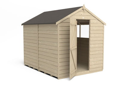 4LIFE Pressure Treated Overlap Apex Garden Shed 8x6ft - 15 Year Warranty