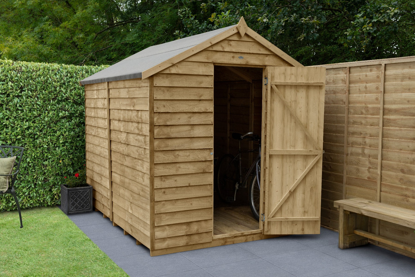 4LIFE Pressure Treated Overlap Apex Garden Shed 8x6ft No Window