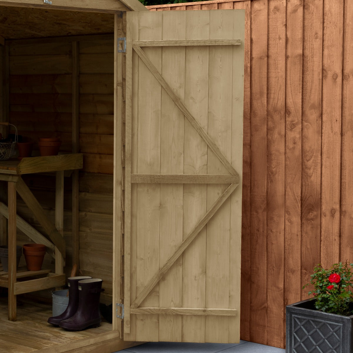 4LIFE Pressure Treated Overlap Apex Garden Shed 8x6ft No Window
