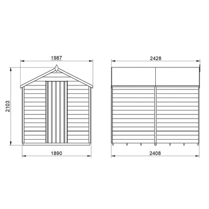 4LIFE Pressure Treated Overlap Apex Garden Shed 8x6ft No Window