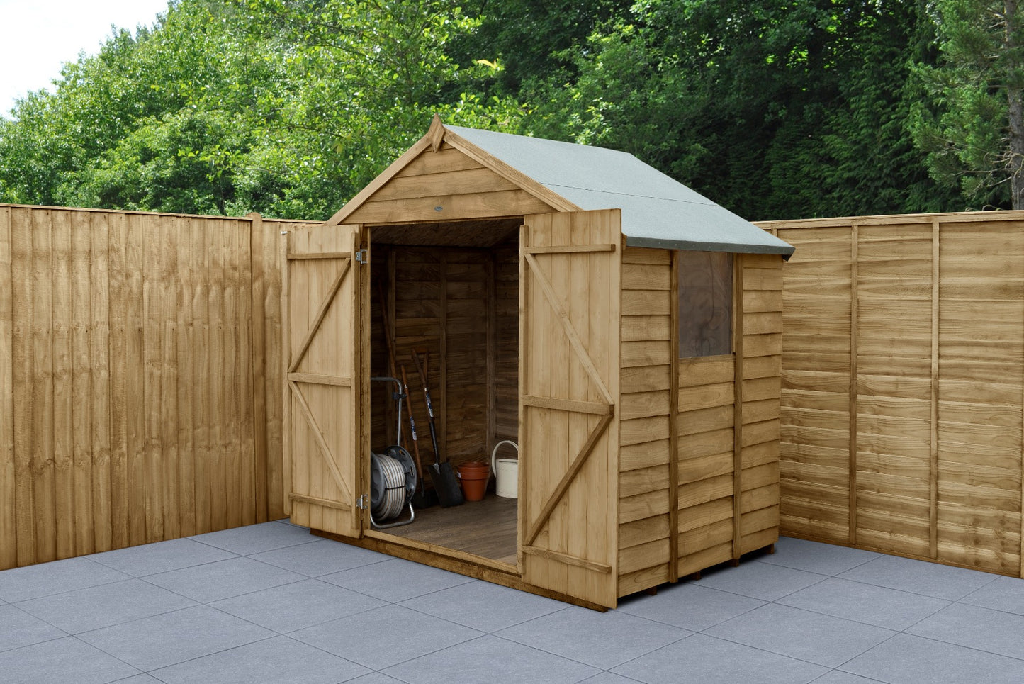 4LIFE Pressure Treated Overlap Apex Garden Shed 7x5ft Double Door