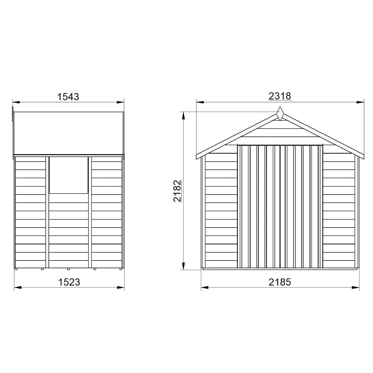 4LIFE Pressure Treated Overlap Apex Garden Shed 7x5ft Double Door