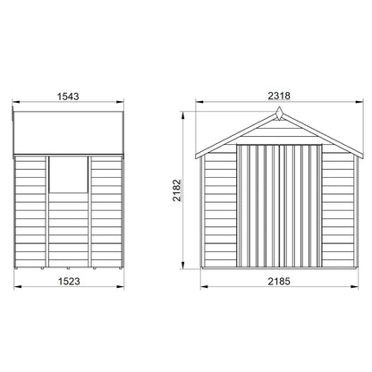 4LIFE Pressure Treated Overlap Apex Garden Shed 7x5ft Double Door