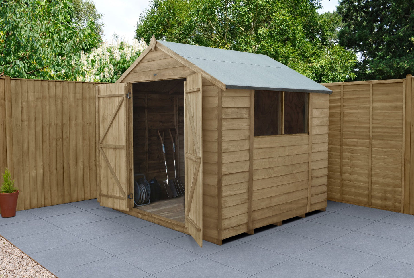 4LIFE Pressure Treated Overlap Apex Shed 7x7ft Double Door