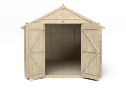 4LIFE 10x8ft Pressure Treated Overlap Apex Garden Shed - Double Door