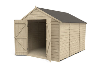 Forest Overlap Pressure Treated Apex Shed - Double Door, No Windows - 10 x 8ft