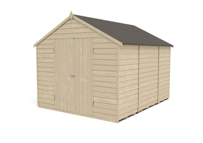 4LIFE Pressure Treated Apex Garden Shed 10x8ft Double Door No Windows
