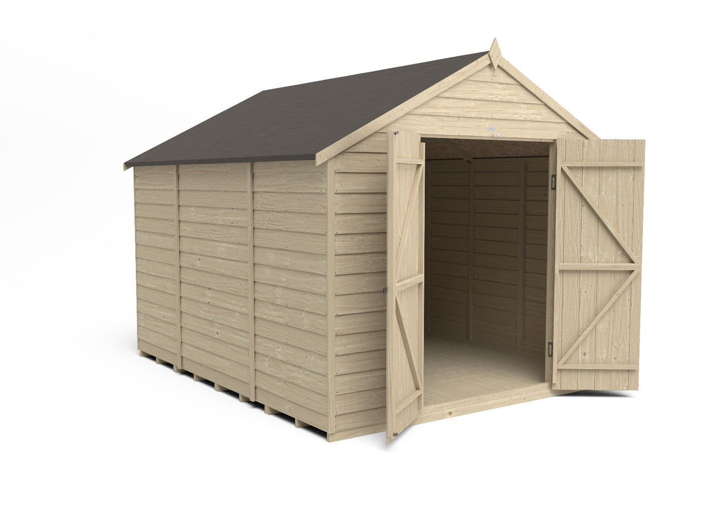 Forest Overlap Pressure Treated Apex Shed - Double Door, No Windows - 10 x 8ft