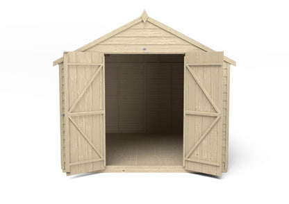 4LIFE Pressure Treated Apex Garden Shed 10x8ft Double Door No Windows