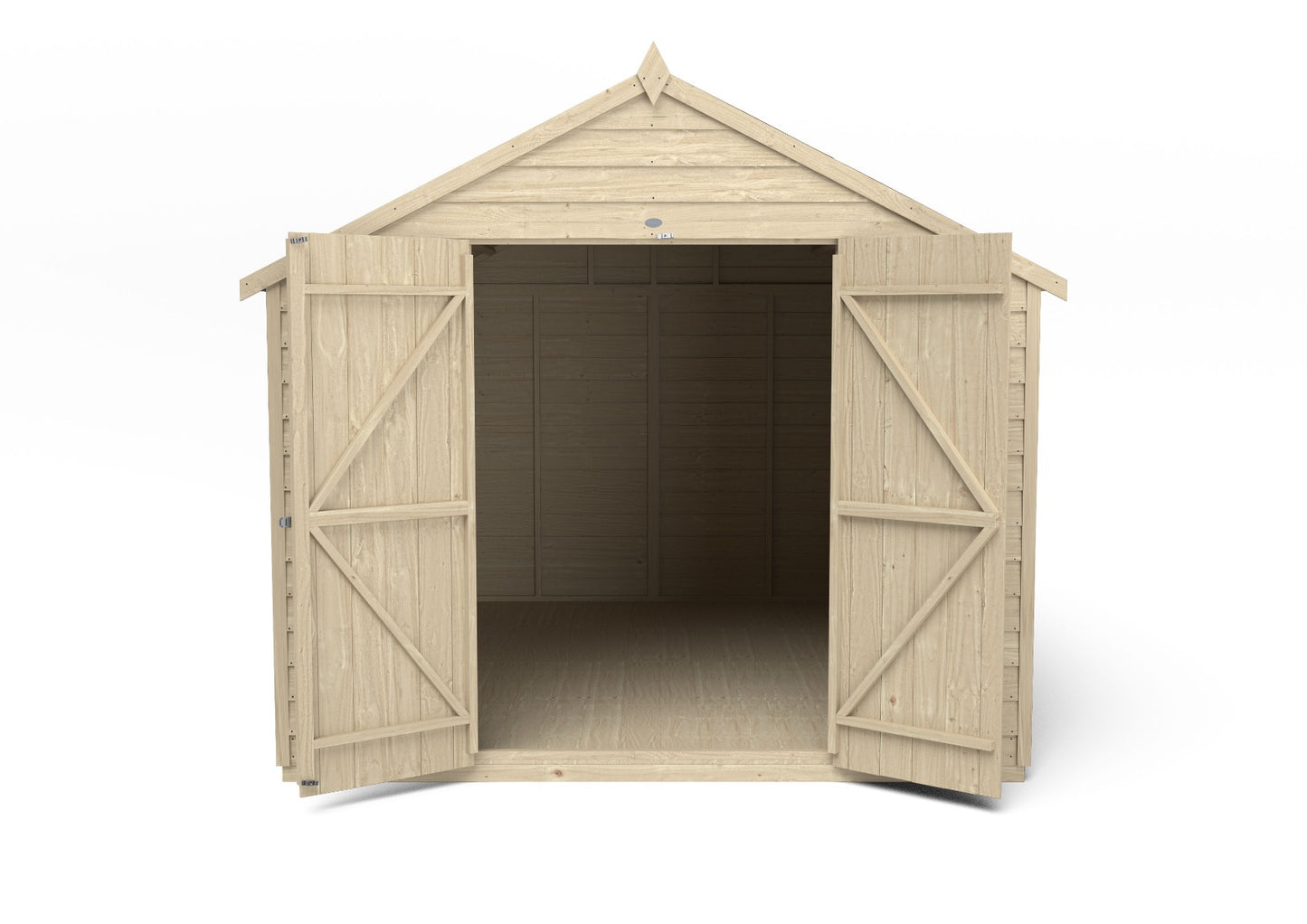 Forest Overlap Pressure Treated Apex Shed - Double Door, No Windows - 10 x 8ft