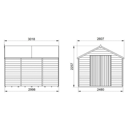 4LIFE Pressure Treated Apex Garden Shed 10x8ft Double Door No Windows