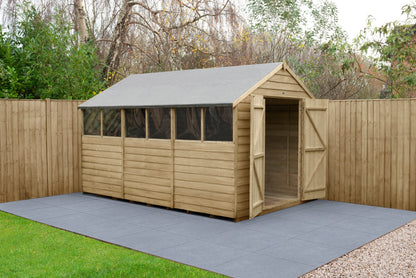 4LIFE Pressure Treated Apex Garden Shed - Double Door 12x8ft