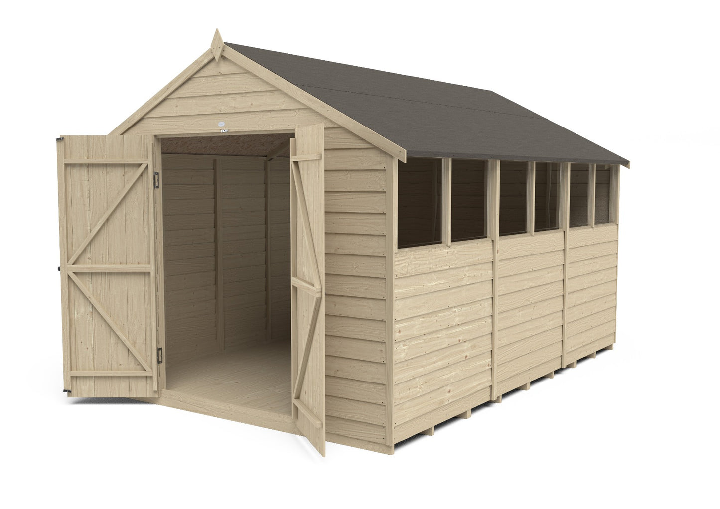 4LIFE Pressure Treated Apex Garden Shed - Double Door 12x8ft