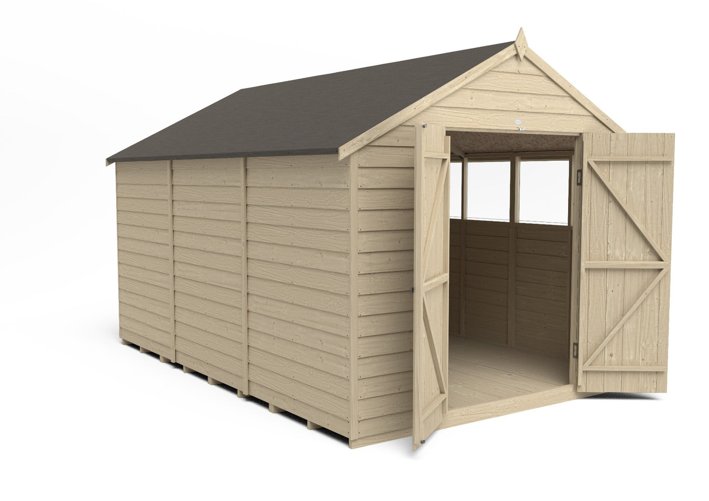 4LIFE Pressure Treated Apex Garden Shed - Double Door 12x8ft