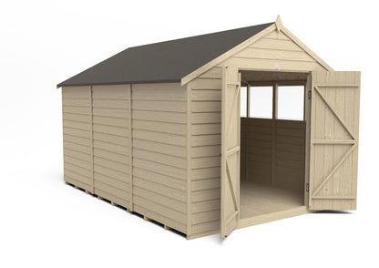4LIFE Pressure Treated Apex Garden Shed - Double Door 12x8ft