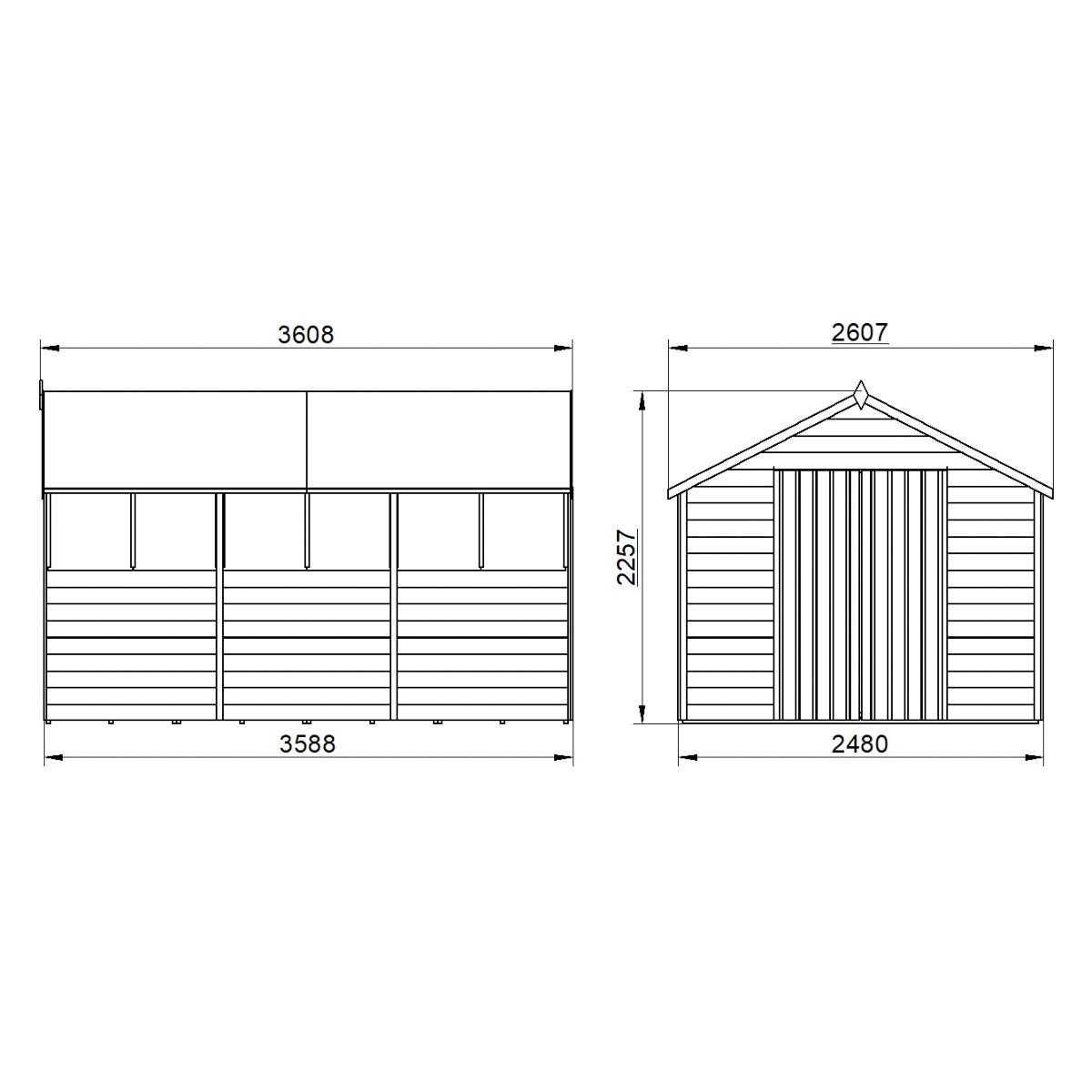 4LIFE Pressure Treated Apex Garden Shed - Double Door 12x8ft