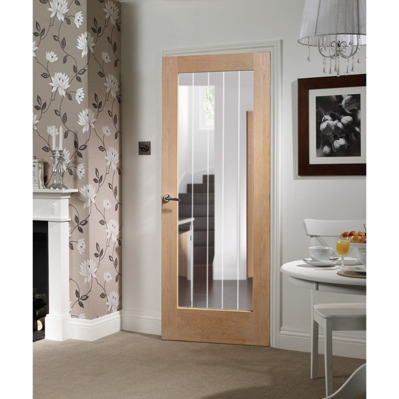 XL Joinery Suffolk Original 1 Light Pre-Finished Internal Door with Clear Etched Glass - 1981 x 686 x 35mm (27")