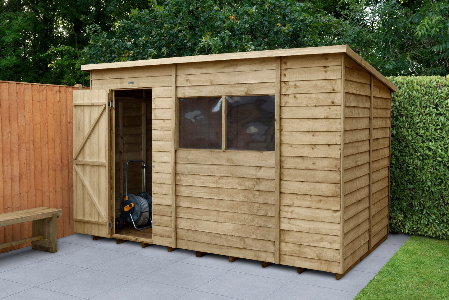 4LIFE Pressure Treated Pent Garden Shed - 10x6ft Overlap Timber