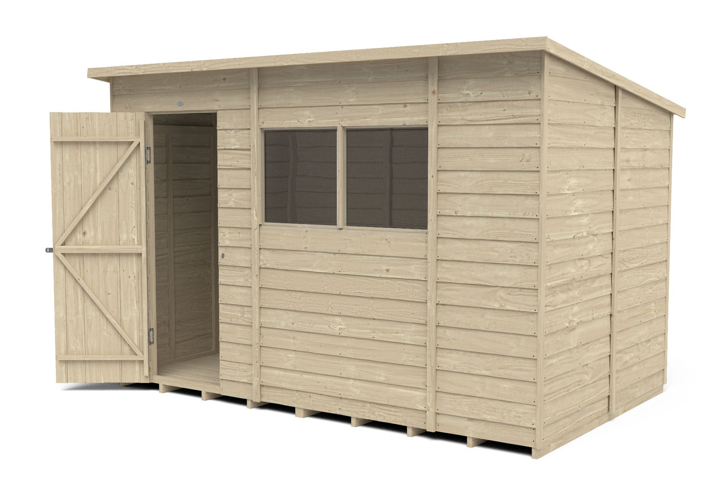 4LIFE Pressure Treated Pent Garden Shed - 10x6ft Overlap Timber