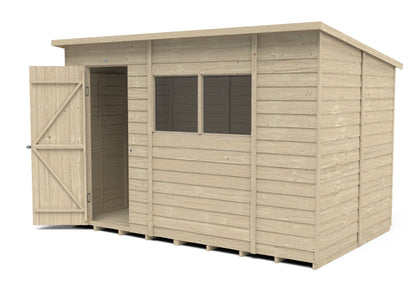 4LIFE Pressure Treated Pent Garden Shed - 10x6ft Overlap Timber